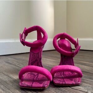 SCHUTZ Hot Pink Padded Ankle-Strap Heeled Sandals